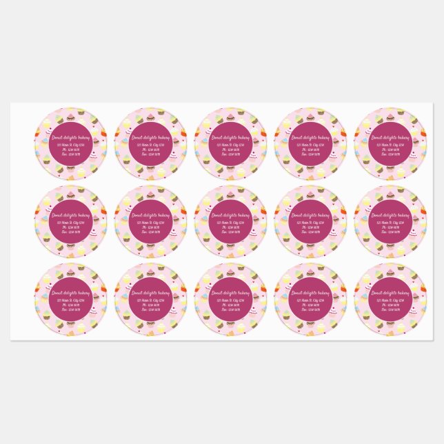 Niedliches Cupcake-Backdesign Business-Sticker Etiketten (Blatt)