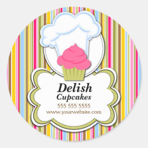 Niedliches Cupcake & Baker's Hat Bakery Box Siegel Runder Aufkleber