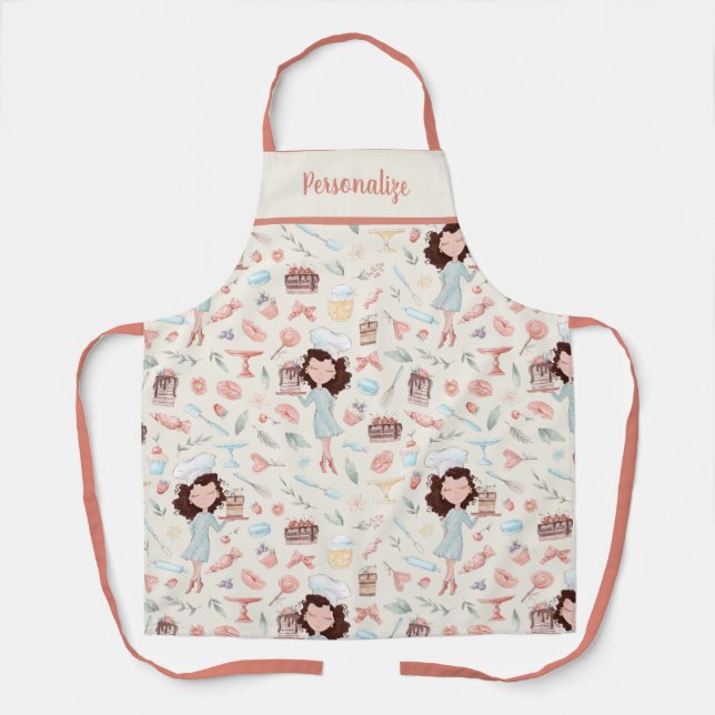 Niedliches Cupcake Cake Dessert Muster Frauen back Schürze (Vorderseite)