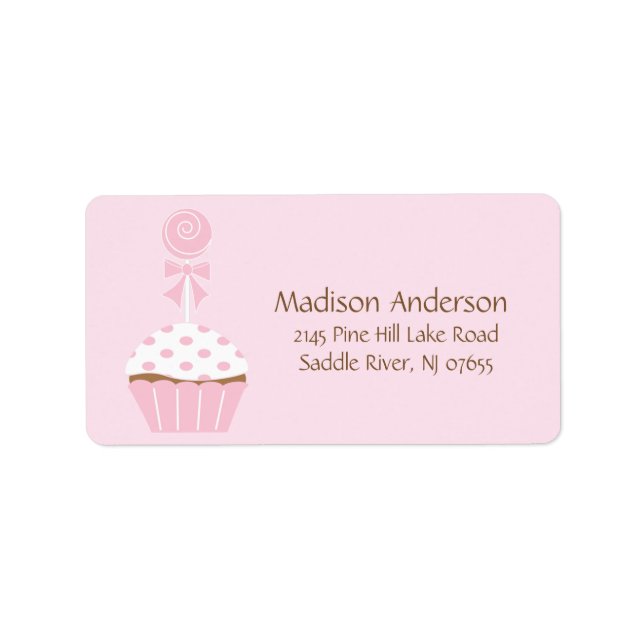 NIEDLICHES Cupcake Lollipop-Rücksendeadresse Adressaufkleber (Vorne)