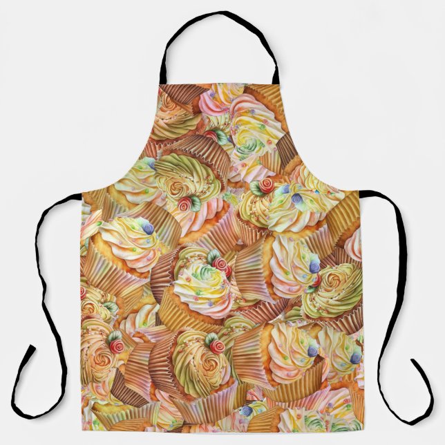 Niedliches Cupcake-Muster, Cupcake-Hintergrundmust Schürze (Vorderseite)