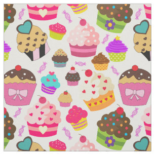 Niedliches Cupcake-Muster Stoff