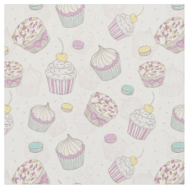 Niedliches Cupcake-Muster Stoff (Nahaufnahme)
