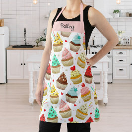 Niedliches Cupcake-Muster, süßes Dessert, benutzer Schürze