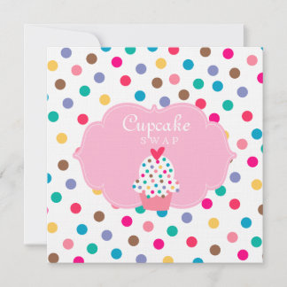 Niedliches Cupcake Party Einladung Polka Dos Rosa