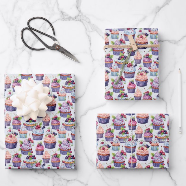 Niedliches Cupcake-Party Geschenkpapier Set (Vorderseite)