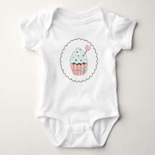 Niedliches Cupcake Pink & Minze Blue Design Baby Strampler