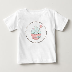 Niedliches Cupcake Pink & Minze Blue Design Baby T-shirt