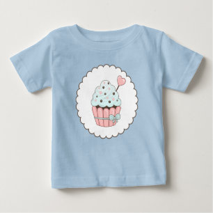 Niedliches Cupcake Pink & Minze Blue Design Baby T-shirt