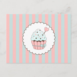 Niedliches Cupcake Pink & Minze Blue Design Postkarte