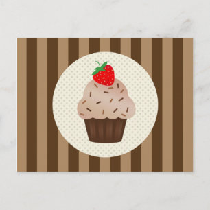 Niedliches Cupcakes Brown Stripes Design Postkarte