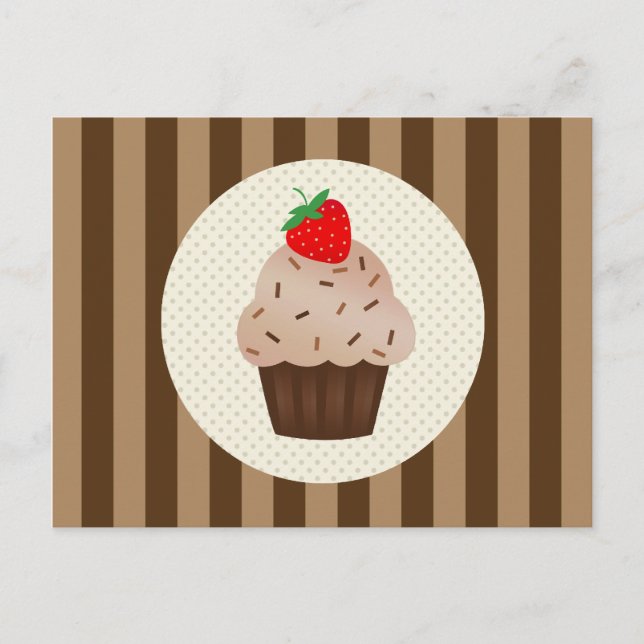 Niedliches Cupcakes Brown Stripes Design Postkarte (Vorderseite)