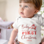 Niedliches Custom Baby's First Christmas Snowman S Baby Strampler<br><div class="desc">Feiern Sie mit diesem personalisierten, schwarzen Weihnachtsbaby One-Piece mit Schneemann und "Baby's First Christmas", das im mattierten Schriftart geschrieben wurde, Ihr kleines Freudenbündel. Sie können dieses Design mit dem Babynamen Ihres oder Ihres Liebsten anpassen oder den Namen entfernen, indem Sie auf "Diese Vorlage personalisieren" klicken. Perfektes Weihnachtsgeschenk für Ihre Lieben....</div>