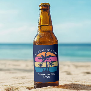 Niedliches Custom Beach Party Palm Trees Blue Bierflaschenetikett
