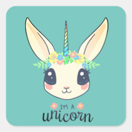 Niedliches Custom Color Baby Unicorn Bunny Osterka Quadratischer Aufkleber