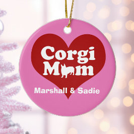 Niedliches Custom Corgi Mama Herz Keramik Ornament