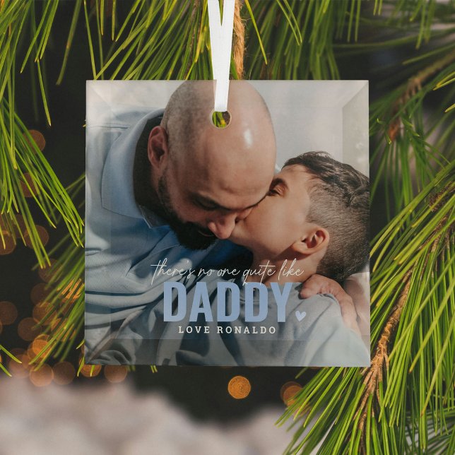 Niedliches Custom Foto Keepake DADDY Geschenk Weih Ornament Aus Glas (Von Creator hochgeladen)