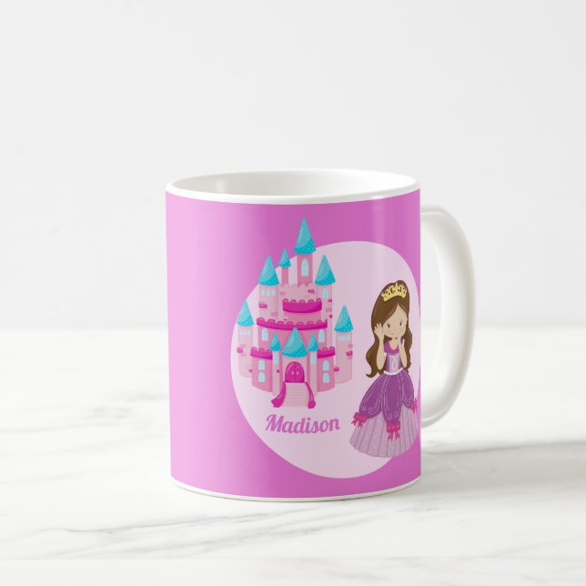 Niedliches Custom Pink Princess Castle Fairy Tale Kaffeetasse (VorderseiteRechts)