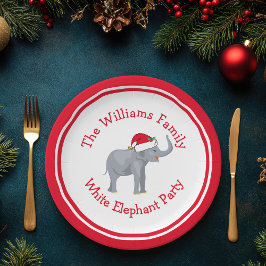 Niedliches Custom Red Christmas White Elephant Par Pappteller