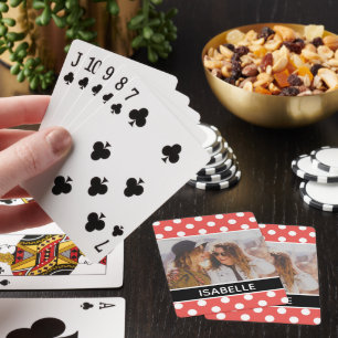 Niedliches Custom Red Polka Dot Foto Personalisier Spielkarten
