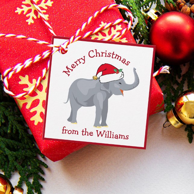 Niedliches Custom White Elephant Weihnachts-Party Geschenkanhänger (Von Creator hochgeladen)
