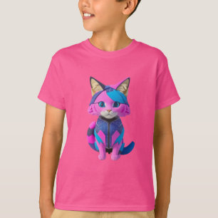 Niedliches Cyborg-Katzenportrait T-Shirt