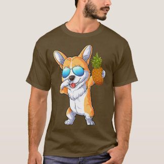 Niedliches Dabbing Korgi Hund Ananas Tropisches Ob T-Shirt