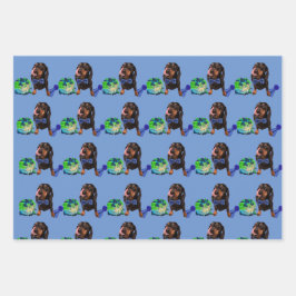 Niedliches DachsundLove Wrapping Paper 48x73cm Geschenkpapier Set