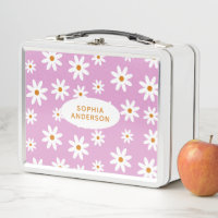 Niedliches Daisy-Muster für Lilac-Metal-Lunch-Box