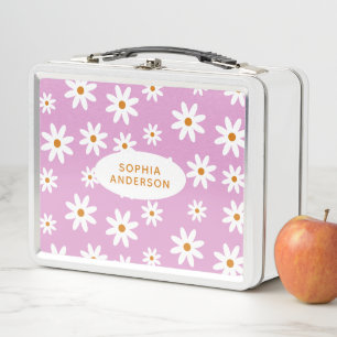 Niedliches Daisy-Muster für Lilac-Metal-Lunch-Box Metall Brotdose