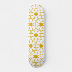 Niedliches Daisy Muster Mustard Gold und White Skateboard