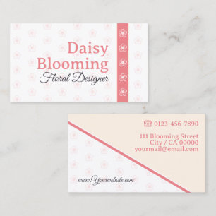 Niedliches Daisy Muster Pastellcreme Weißrosa Flor Visitenkarte