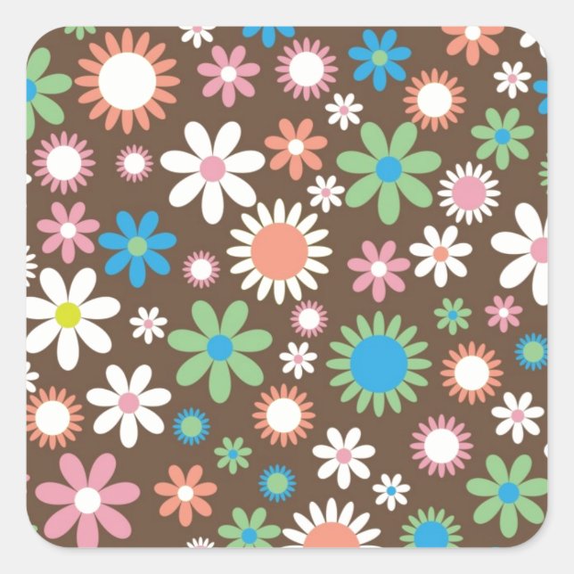 Niedliches Daisy-Muster Quadratischer Aufkleber (Vorderseite)