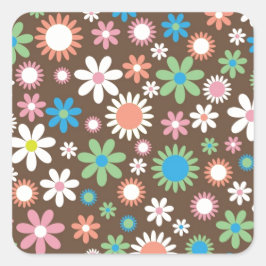 Niedliches Daisy-Muster Quadratischer Aufkleber