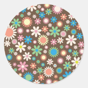Niedliches Daisy-Muster Runder Aufkleber