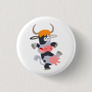 Niedliches Dancing Cartoon Cow Button Abzeichen