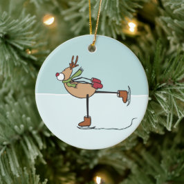 Niedliches Dancing Rentier Keramik Ornament