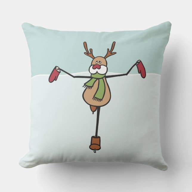 Niedliches Dancing Rentier Throw Kissen (Vorderseite)