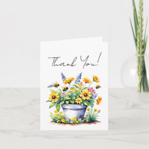 Niedliches Dankeschön an Aquarellbienen & Blume Dankeskarte