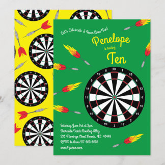 Niedliches Dart Board Kindergeburtstag Party Sport Einladung