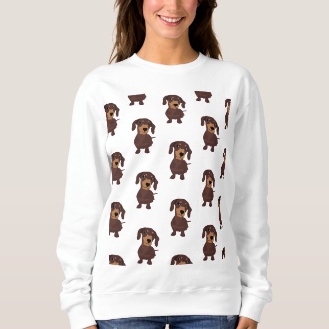Niedliches Daschund Muster-Sweatshirt Sweatshirt (Vorderseite)