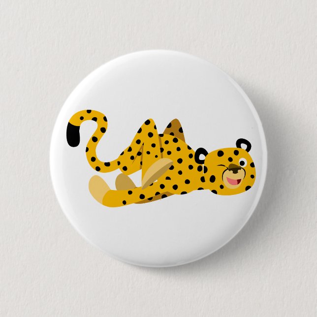 Niedliches Dashing Cartoon Cheetah Button Abzeiche (Vorderseite)