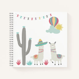 Niedliches Dekor Llamas Cactus Hot Air Ballon Notizbuch