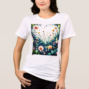 Niedliches Dekorieren Wilder Blume Tri-Blend Shirt