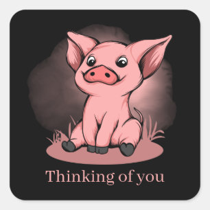 niedliches Denken, das Sie Schweine lieben, verlei Quadratischer Aufkleber