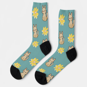Niedliches Design Adorable Katzen mit Blume Socken