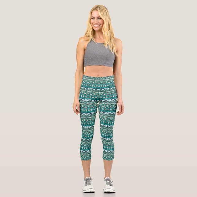 Niedliches Design-Aztekenmuster Capri Leggings (Vorderseite)