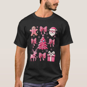 Niedliches Design Coquette Bow Pink Weihnachtsbaum T-Shirt