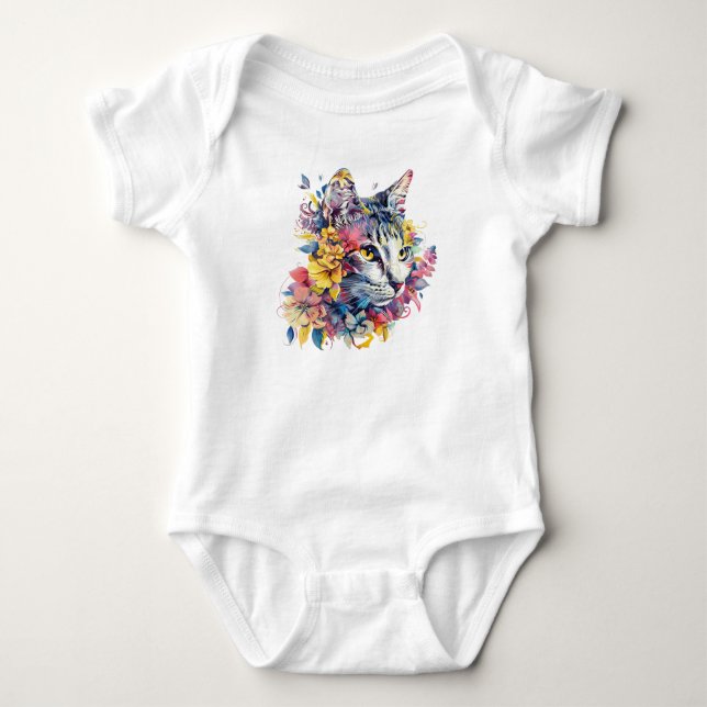 Niedliches Design der Blumenkatze Baby Strampler (Vorderseite)