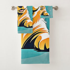 Niedliches Design der Puppy Art Badhandtuch Set